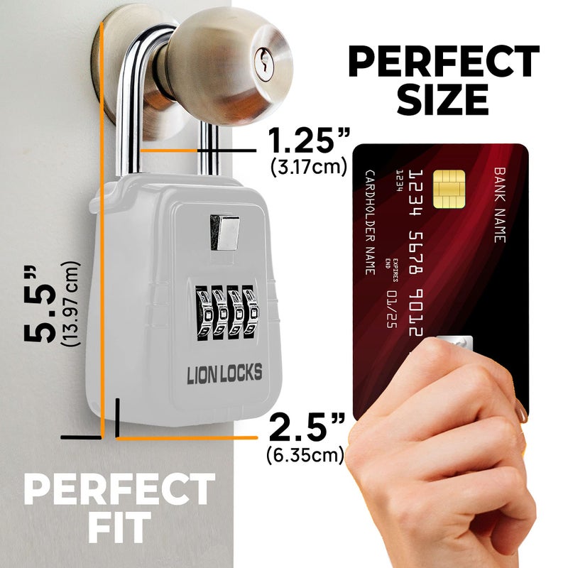 Lion Locks 1500 Key Lock Box with Code, Lockbox for Keys Outdoor, Realtor Lock Box for Short-Term Rentals, Holds 5 Keys (6 Pack, White) - Image 2